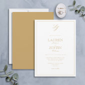 Invitation Calligraphie or classique Mariage Monogramme