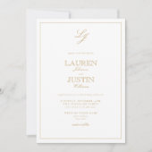 Invitation Calligraphie or classique Mariage Monogramme (Devant)
