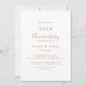 Invitation Calligraphie Or Delicate 50e anniversaire de Maria (Devant)