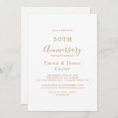 Invitation Calligraphie Or Delicate 50e anniversaire de Maria (Devant / Derrière)