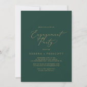 Invitation Calligraphie Or Délicate | Green Engagement Party (Devant)