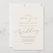 Invitation Calligraphie Or Délicate | Mariage de crème (Devant)