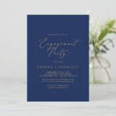 Invitation Calligraphie Or Délicate | Parti de l'engagement d (Debout devant)