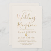 Invitation Calligraphie Or Delicate Réception de mariage (Devant / Derrière)