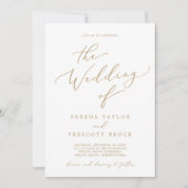 Invitation Calligraphie Or Délicate Tout En Un Mariage (Devant)