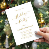 Invitation Calligraphie Or Élégante Minimale Fête de Vacances