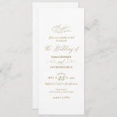 Invitation Calligraphie or Faux dorée Mariage romantique (Devant / Derrière)