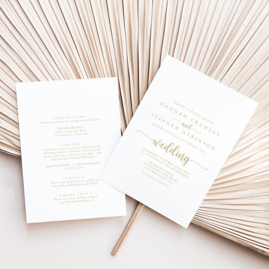 Invitation Calligraphie or Mariage avant et arrière