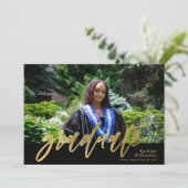 Invitation Calligraphie Or Moderne 2 Diplôme Photo (Debout devant)