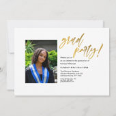 Invitation Calligraphie Or Moderne 2 Diplôme Photo (Dos)