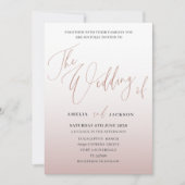 Invitation Calligraphie Or Rose Moderne Le Mariage De (Devant)