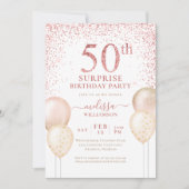 Invitation Calligraphie or rose Surprise 50e anniversaire (Devant)