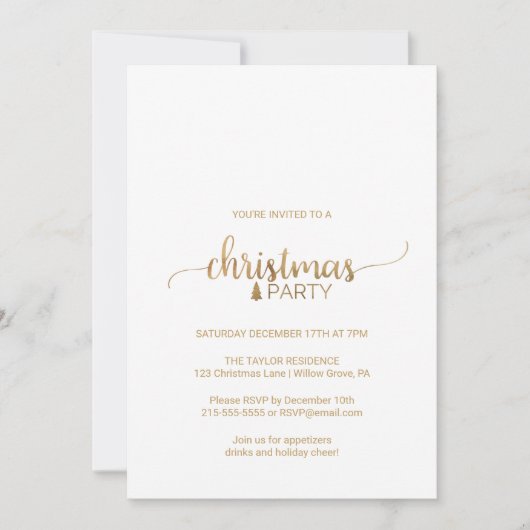 Invitation Calligraphie or simple fête de Noël (Devant)