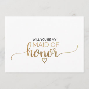 Invitation Calligraphie Or Simple Maid Of Honor Proposition