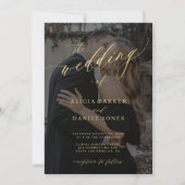 Invitation Calligraphie or superposition photo QR CODE mariag (Devant)