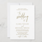 Invitation Calligraphie Or Whimsical Le Mariage De (Devant)