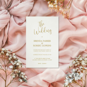 Invitation Calligraphie Or Whimsical Sur Le Mariage Blanc Inv