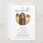 Invitation Calligraphie Oval Photo Budget Parti de graduation (Devant)
