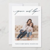 Invitation Calligraphie Paix et Espoir Vacances Bleu et Blanc (Devant)