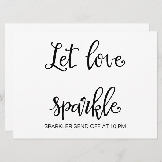 Invitation Calligraphie | Panneau Mariage "Let Love Sparkle" (Devant / Derrière)
