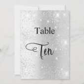 Invitation Calligraphie parties scintillant argent table dix  (Devant)