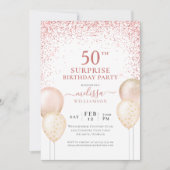 Invitation Calligraphie Parties scintillant rose Surprise 50e (Devant)