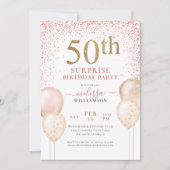 Invitation Calligraphie Parties scintillant rose Surprise 50e (Devant)