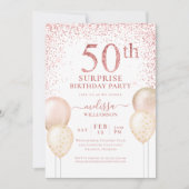 Invitation Calligraphie Parties scintillant rose Surprise 50e (Devant)