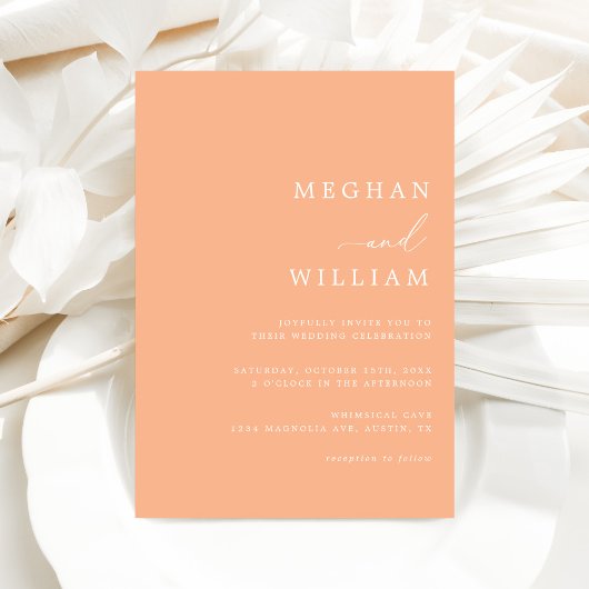 Invitation Calligraphie Peach Fuzz Mariage