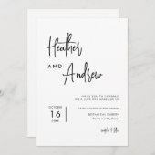 Invitation Calligraphie personnalisée Mariage simple (Devant / Derrière)