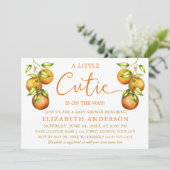 Invitation Calligraphie Petite Cutie Douche Oranges Grandes (Debout devant)