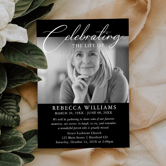 Invitation Calligraphie Photo Funérailles Célébration de la v