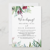 Invitation Calligraphie Réception Tropicale Florale Elopement (Devant)