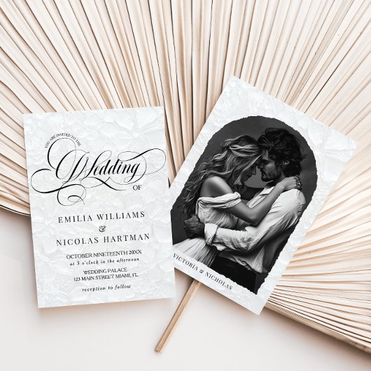 Invitation Calligraphie romantique classique Mariage Photo