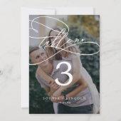 Invitation Calligraphie romantique Dark Photo 5x7" Numéro de (Dos)