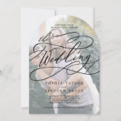 Invitation Calligraphie romantique Faded Photo Arch Mariage (Devant)