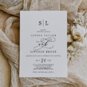 Invitation Calligraphie romantique | Mariage de monogramme fl