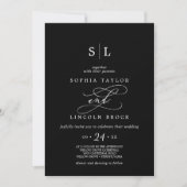 Invitation Calligraphie romantique | Mariage de monogramme no (Devant)