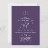 Invitation Calligraphie romantique | Mariage de monogramme vi (Devant)
