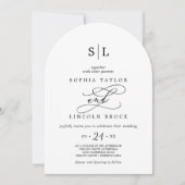 Invitation Calligraphie romantique Monogramme Boho Arch Maria (Devant)