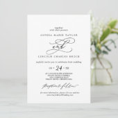 Invitation Calligraphie romantique | Nom complet Mariage flor (Debout devant)