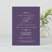 Invitation Calligraphie romantique Plum pourpre Mariage (Debout devant)