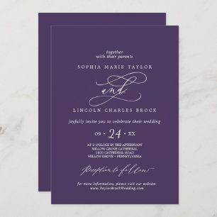 Invitation Calligraphie romantique Plum pourpre Mariage