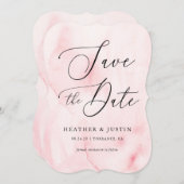 Invitation Calligraphie rose aquarelle Mariage Enregistrer le (Devant / Derrière)