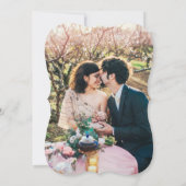 Invitation Calligraphie rose blanc Mariage photo (Dos)