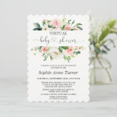 Invitation Calligraphie rose crème Baby shower virtuel (Debout devant)
