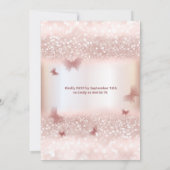 Invitation calligraphie rose de la tiare papillon d'or (Dos)