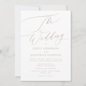 Invitation Calligraphie rose moderne Mariage simple (Devant)