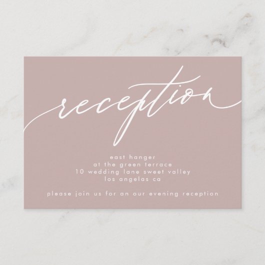 Invitation Calligraphie rose moderne Réception de mariage (Devant)