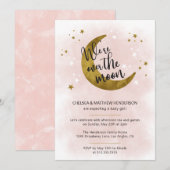 Invitation Calligraphie rose moderne sur le Baby shower de la (Devant / Derrière)